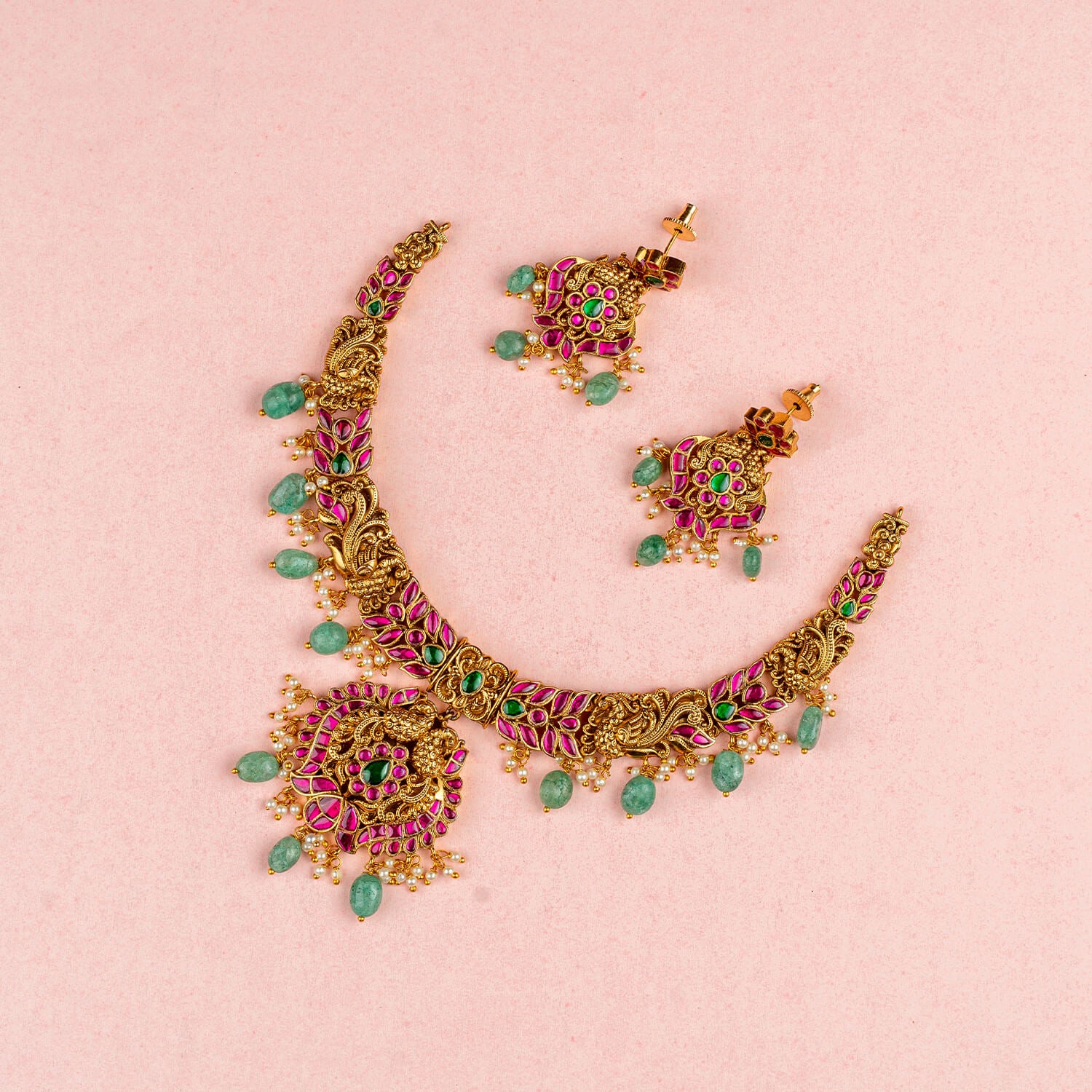 Alina Antique Jadau Necklace Set