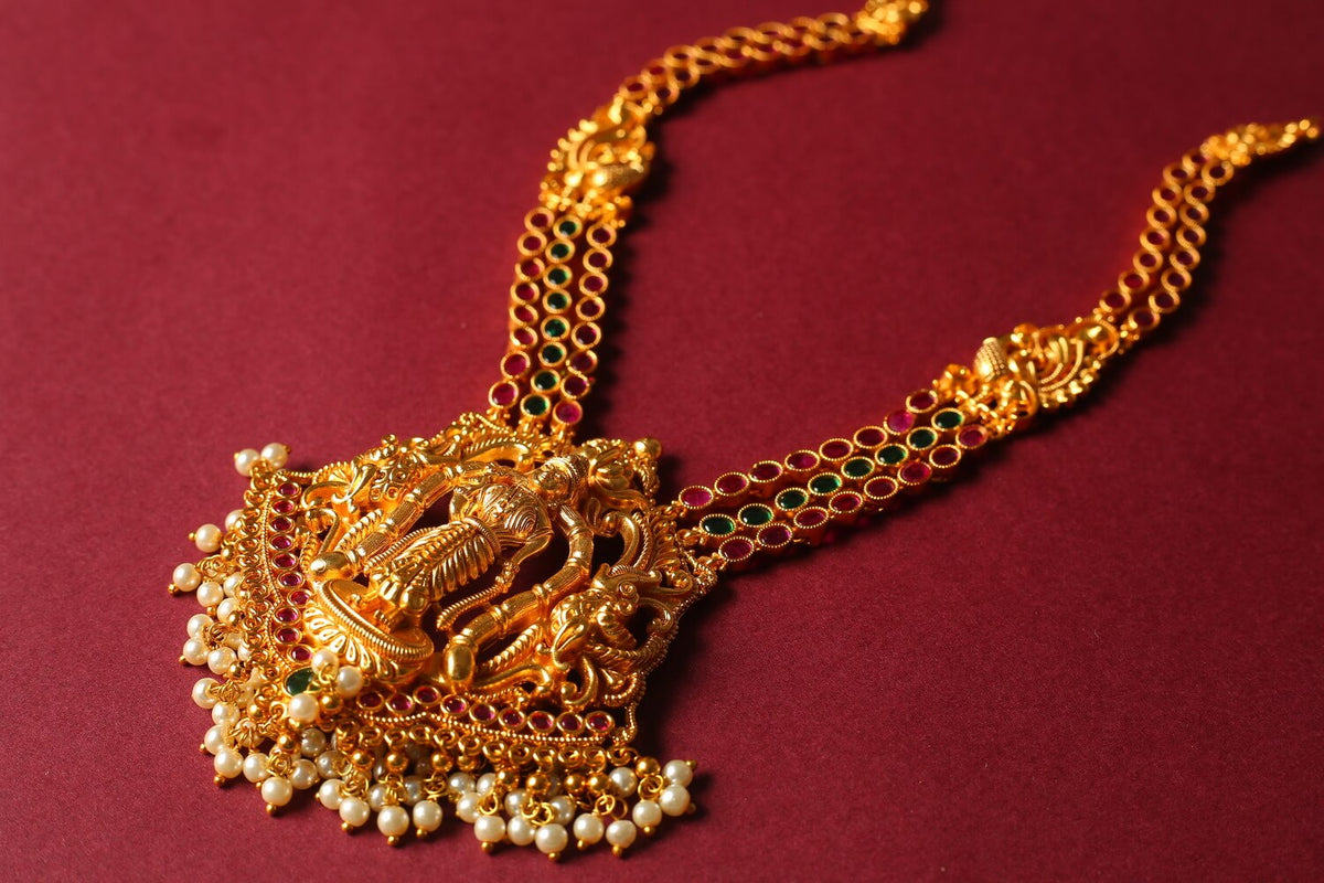 Antique Ram Parivar two line necklace set