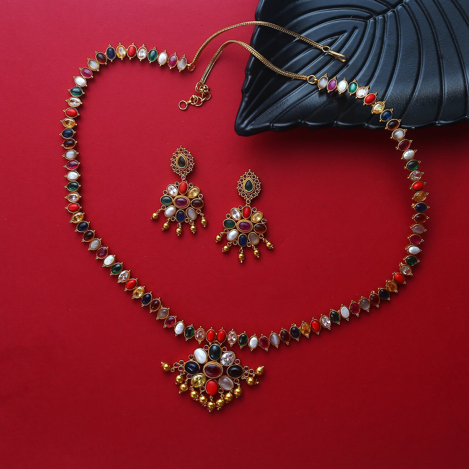 Mugdha Navarathna Antique Long Necklace Set