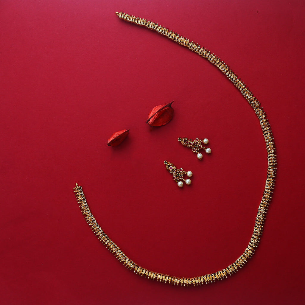 Sneha Antique Long Simple Necklace Set