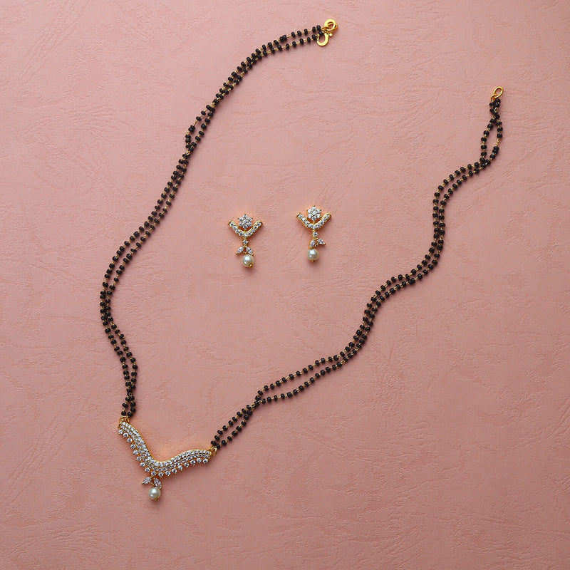 Yana CZ Gold Plated  Simple Mangalasutra Set