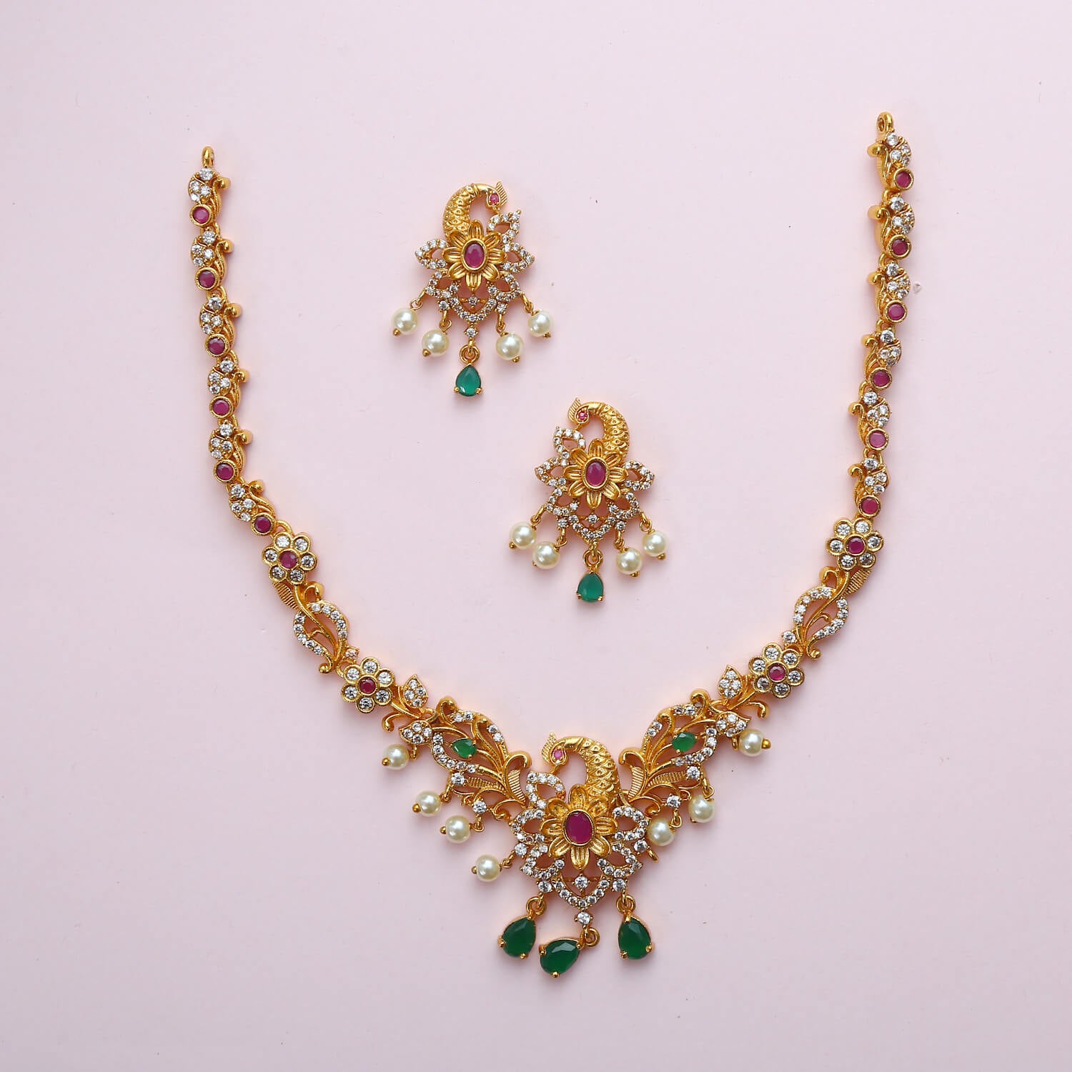 Ucchal Peacock Necklace Set