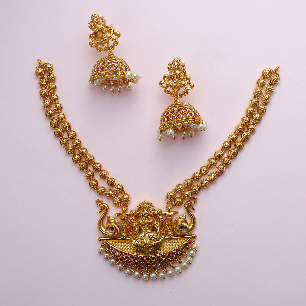 Vedhika Antique Peacock Necklace Set