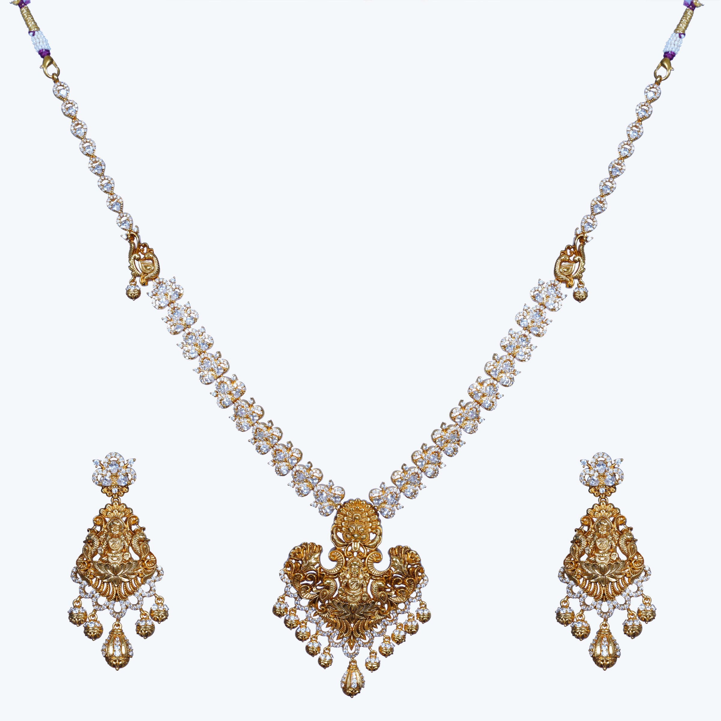 Saanvi Antique CZ Long Necklace Set