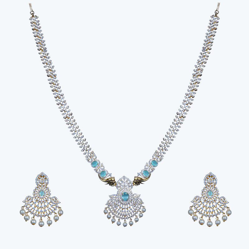 Saumya Gold CZ Long Necklace Set