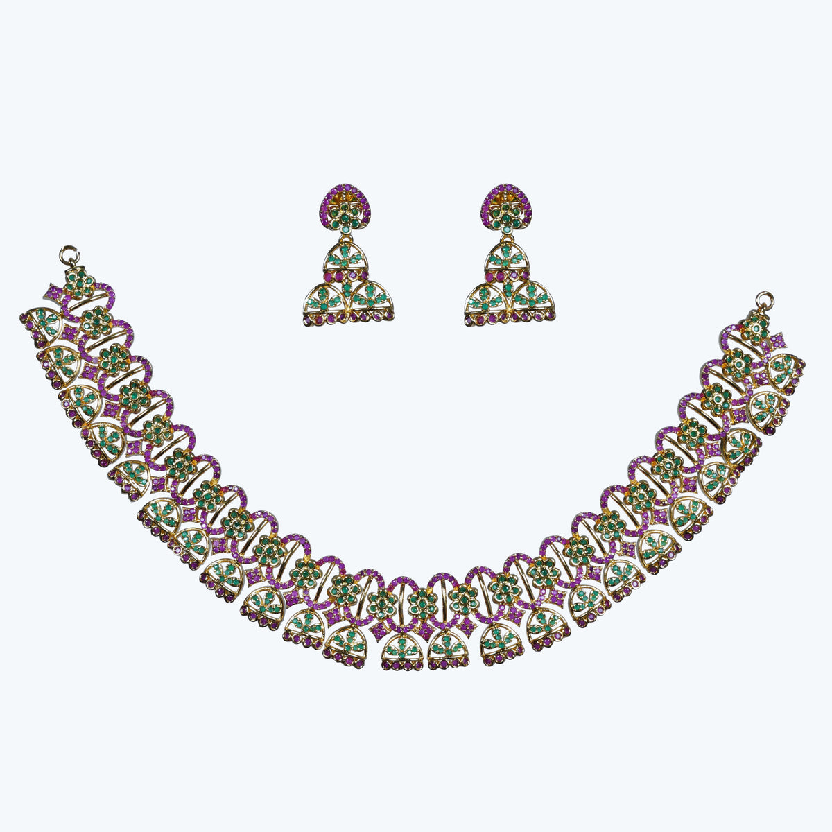 Vansha Multi Color Gold Necklace Set